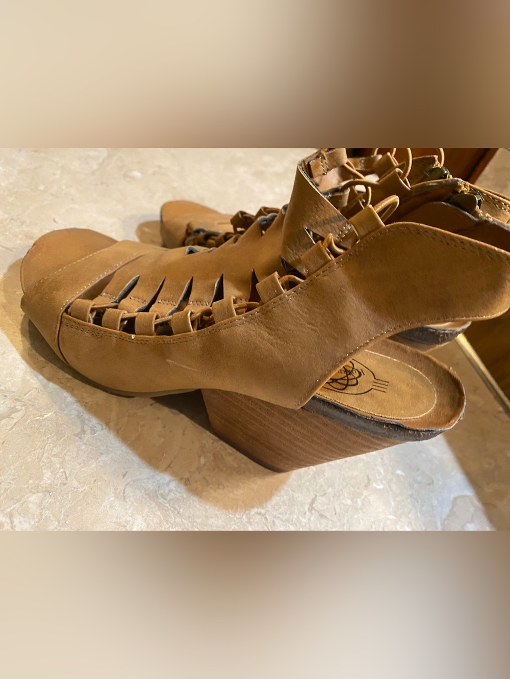 PIKOLINOS Tan Braided Cutout Peep-Toe Sandals - Picture 2 of 6